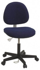 Bevco - ESD Swivel Chair with Back Rest - 18" Wide x 18" Deep, Conductive Cloth Seat, Navy Blue - Apex Tool & Supply