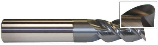 Accupro - 3/16", 3 Flute, Single End, Solid Carbide, 0.01" Corner Radius End Mill - 3" OAL, 40° Helix, Right Hand Flute, 1" LOC, Right Hand Cut - Apex Tool & Supply