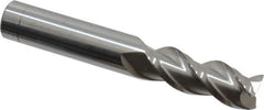 Accupro - 3/8", 3 Flute, Single End, Solid Carbide, 0.015" Corner Radius End Mill - 2-1/2" OAL, 40° Helix, Right Hand Flute, 7/8" LOC, Right Hand Cut - Apex Tool & Supply