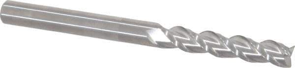 Accupro - 1/4", 3 Flute, Single End, Solid Carbide, 0.01" Corner Radius End Mill - 3" OAL, 40° Helix, Right Hand Flute, 1-1/4" LOC, Right Hand Cut - Apex Tool & Supply