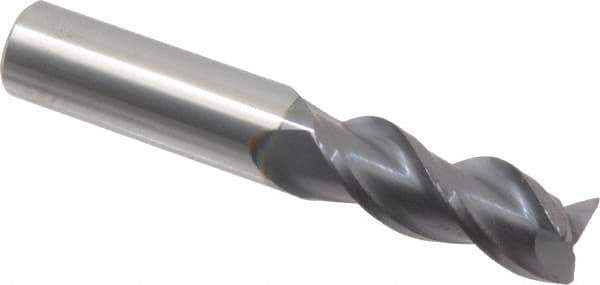 Accupro - 1/2", 3 Flute, Single End, Solid Carbide, 0.02" Corner Radius End Mill - 3" OAL, 40° Helix, Right Hand Flute, 1-1/4" LOC, Right Hand Cut - Apex Tool & Supply