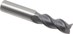 Accupro - 1/2", 3 Flute, Single End, Solid Carbide, 0.02" Corner Radius End Mill - 3" OAL, 40° Helix, Right Hand Flute, 1-1/4" LOC, Right Hand Cut - Apex Tool & Supply