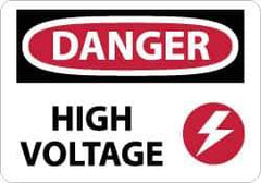 NMC - "Danger - High Voltage", 10" Long x 14" Wide, Rigid Plastic Safety Sign - Rectangle, 0.05" Thick, Use for Accident Prevention - Apex Tool & Supply