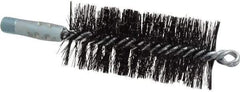 Schaefer Brush - 4-1/2" Brush Length, 2" Diam, Double Stem, Double Spiral Tube Brush - 7-1/2" Long, Tempered Steel Wire, 1/4" NPT Male Connection - Apex Tool & Supply