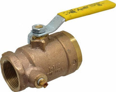 Conbraco - 1-1/4" Pipe, Bronze, Straight with Side Tap, Gas Ball Valve - 250 psi WOG Rating, Lever Handle, FNPT x FNPT End Connections, 2 Piece - Apex Tool & Supply