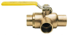 Apollo - 1" Pipe, Standard Port, Bronze Standard Ball Valve - Three Way, Soldered x Soldered Ends, Lever Handle, 400 WOG - Apex Tool & Supply