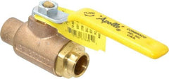 Apollo - 1/2" Pipe, Standard Port, Bronze Standard Ball Valve - Three Way, Soldered x Soldered Ends, Lever Handle, 400 WOG - Apex Tool & Supply