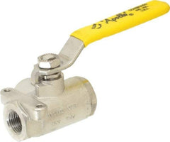 Apollo - 3/8" Pipe, Standard Port, Stainless Steel Standard Ball Valve - 2 Piece, Three Way, FNPT x FNPT Ends, Lever Handle, 800 WOG - Apex Tool & Supply
