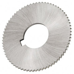 Made in USA - 2-3/4" Diam x 0.018" Blade Thickness x 3/4" Arbor Hole Diam, 72 Tooth Slitting and Slotting Saw - Arbor Connection, Right Hand, Uncoated, High Speed Steel, Concave Ground, Contains Keyway - Apex Tool & Supply