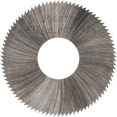 Made in USA - 1-3/4" Diam x 0.008" Blade Thickness x 5/8" Arbor Hole Diam, 90 Tooth Slitting and Slotting Saw - Arbor Connection, Right Hand, Uncoated, High Speed Steel, Concave Ground, Contains Keyway - Apex Tool & Supply