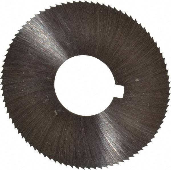 Made in USA - 1-3/4" Diam x 0.01" Blade Thickness x 5/8" Arbor Hole Diam, 90 Tooth Slitting and Slotting Saw - Arbor Connection, Right Hand, Uncoated, High Speed Steel, Concave Ground, Contains Keyway - Apex Tool & Supply