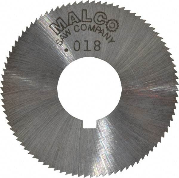 Made in USA - 1-3/4" Diam x 0.018" Blade Thickness x 5/8" Arbor Hole Diam, 90 Tooth Slitting and Slotting Saw - Arbor Connection, Right Hand, Uncoated, High Speed Steel, Concave Ground, Contains Keyway - Apex Tool & Supply