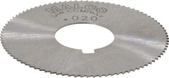 Made in USA - 1-3/4" Diam x 0.02" Blade Thickness x 5/8" Arbor Hole Diam, 90 Tooth Slitting and Slotting Saw - Arbor Connection, Right Hand, Uncoated, High Speed Steel, Concave Ground, Contains Keyway - Apex Tool & Supply