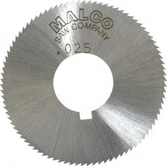 Made in USA - 1-3/4" Diam x 0.025" Blade Thickness x 5/8" Arbor Hole Diam, 90 Tooth Slitting and Slotting Saw - Arbor Connection, Right Hand, Uncoated, High Speed Steel, Concave Ground, Contains Keyway - Apex Tool & Supply