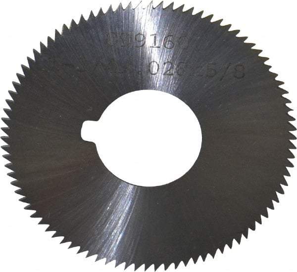 Made in USA - 1-3/4" Diam x 0.028" Blade Thickness x 5/8" Arbor Hole Diam, 90 Tooth Slitting and Slotting Saw - Arbor Connection, Right Hand, Uncoated, High Speed Steel, Concave Ground, Contains Keyway - Apex Tool & Supply