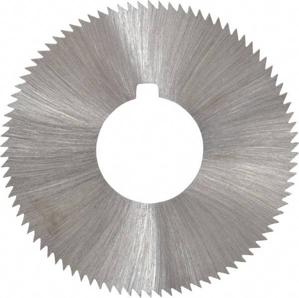 Made in USA - 1-3/4" Diam x 0.04" Blade Thickness x 5/8" Arbor Hole Diam, 90 Tooth Slitting and Slotting Saw - Arbor Connection, Right Hand, Uncoated, High Speed Steel, Concave Ground, Contains Keyway - Apex Tool & Supply