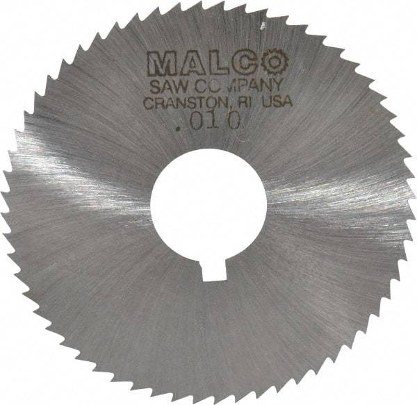 Made in USA - 2-1/4" Diam x 0.01" Blade Thickness x 5/8" Arbor Hole Diam, 60 Tooth Slitting and Slotting Saw - Arbor Connection, Right Hand, Uncoated, High Speed Steel, Concave Ground, Contains Keyway - Apex Tool & Supply
