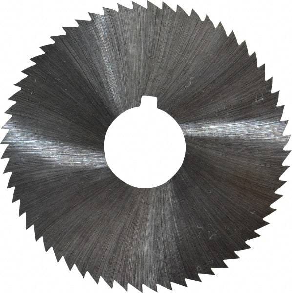 Made in USA - 2-1/4" Diam x 0.012" Blade Thickness x 5/8" Arbor Hole Diam, 60 Tooth Slitting and Slotting Saw - Arbor Connection, Right Hand, Uncoated, High Speed Steel, Concave Ground, Contains Keyway - Apex Tool & Supply
