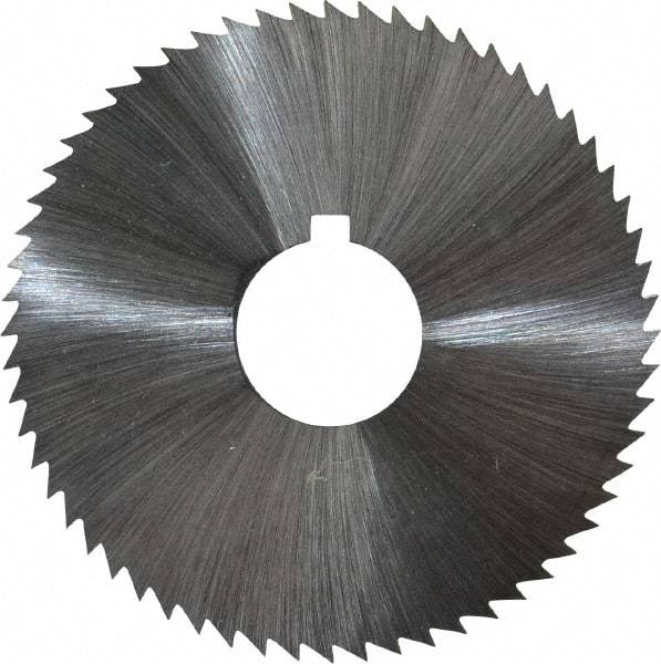Made in USA - 2-1/4" Diam x 0.023" Blade Thickness x 5/8" Arbor Hole Diam, 60 Tooth Slitting and Slotting Saw - Arbor Connection, Right Hand, Uncoated, High Speed Steel, Concave Ground, Contains Keyway - Apex Tool & Supply