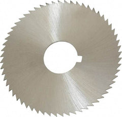 Made in USA - 2-1/4" Diam x 0.032" Blade Thickness x 5/8" Arbor Hole Diam, 60 Tooth Slitting and Slotting Saw - Arbor Connection, Right Hand, Uncoated, High Speed Steel, Concave Ground, Contains Keyway - Apex Tool & Supply
