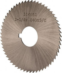 Made in USA - 2-1/4" Diam x 0.04" Blade Thickness x 5/8" Arbor Hole Diam, 60 Tooth Slitting and Slotting Saw - Arbor Connection, Right Hand, Uncoated, High Speed Steel, Concave Ground, Contains Keyway - Apex Tool & Supply