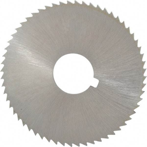 Made in USA - 2-1/4" Diam x 0.091" Blade Thickness x 5/8" Arbor Hole Diam, 60 Tooth Slitting and Slotting Saw - Arbor Connection, Right Hand, Uncoated, High Speed Steel, Concave Ground, Contains Keyway - Apex Tool & Supply