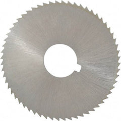 Made in USA - 2-1/4" Diam x 0.091" Blade Thickness x 5/8" Arbor Hole Diam, 60 Tooth Slitting and Slotting Saw - Arbor Connection, Right Hand, Uncoated, High Speed Steel, Concave Ground, Contains Keyway - Apex Tool & Supply