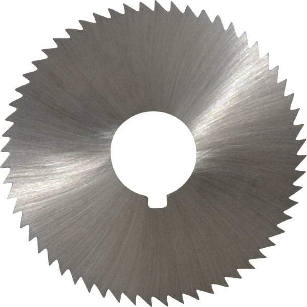 Made in USA - 2-1/4" Diam x 0.102" Blade Thickness x 5/8" Arbor Hole Diam, 60 Tooth Slitting and Slotting Saw - Arbor Connection, Right Hand, Uncoated, High Speed Steel, Concave Ground, Contains Keyway - Apex Tool & Supply