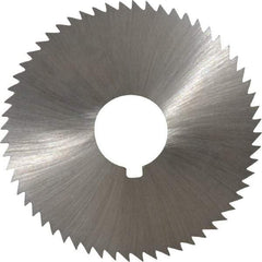 Made in USA - 2-1/4" Diam x 0.102" Blade Thickness x 5/8" Arbor Hole Diam, 60 Tooth Slitting and Slotting Saw - Arbor Connection, Right Hand, Uncoated, High Speed Steel, Concave Ground, Contains Keyway - Apex Tool & Supply