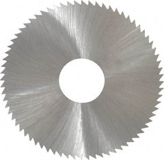 Made in USA - 2-3/4" Diam x 0.014" Blade Thickness x 3/4" Arbor Hole Diam, 72 Tooth Slitting and Slotting Saw - Arbor Connection, Right Hand, Uncoated, High Speed Steel, Concave Ground, Contains Keyway - Apex Tool & Supply