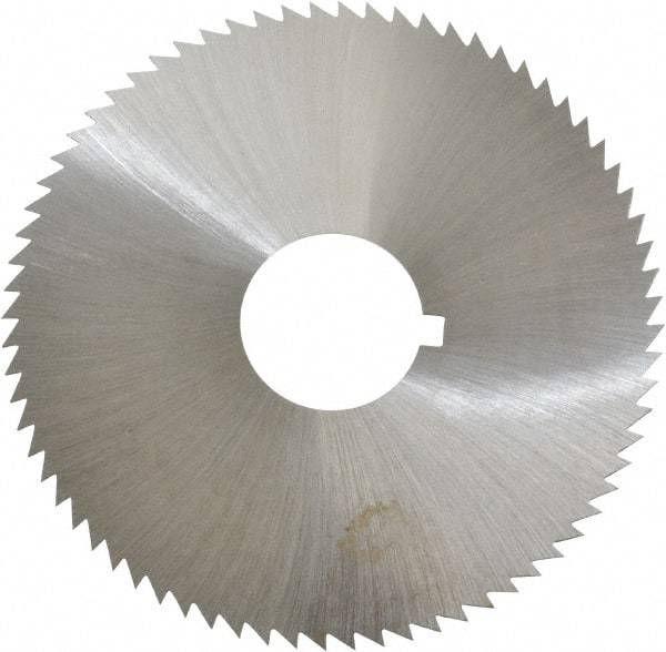 Made in USA - 2-3/4" Diam x 0.023" Blade Thickness x 3/4" Arbor Hole Diam, 72 Tooth Slitting and Slotting Saw - Arbor Connection, Right Hand, Uncoated, High Speed Steel, Concave Ground, Contains Keyway - Apex Tool & Supply