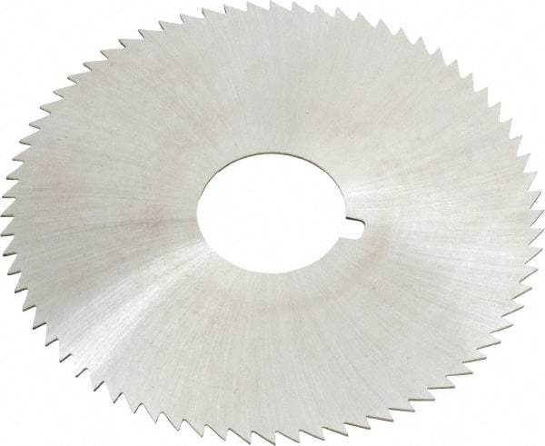 Made in USA - 2-3/4" Diam x 0.025" Blade Thickness x 3/4" Arbor Hole Diam, 72 Tooth Slitting and Slotting Saw - Arbor Connection, Right Hand, Uncoated, High Speed Steel, Concave Ground, Contains Keyway - Apex Tool & Supply