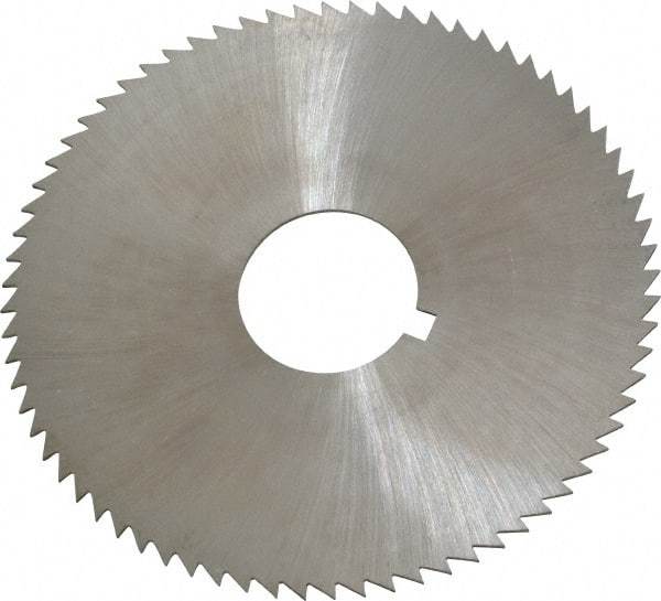 Made in USA - 2-3/4" Diam x 0.032" Blade Thickness x 3/4" Arbor Hole Diam, 72 Tooth Slitting and Slotting Saw - Arbor Connection, Right Hand, Uncoated, High Speed Steel, Concave Ground, Contains Keyway - Apex Tool & Supply