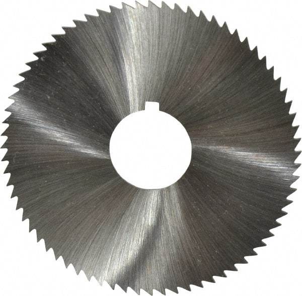 Made in USA - 2-3/4" Diam x 0.04" Blade Thickness x 3/4" Arbor Hole Diam, 72 Tooth Slitting and Slotting Saw - Arbor Connection, Right Hand, Uncoated, High Speed Steel, Concave Ground, Contains Keyway - Apex Tool & Supply