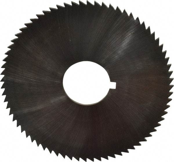 Made in USA - 2-3/4" Diam x 0.045" Blade Thickness x 3/4" Arbor Hole Diam, 72 Tooth Slitting and Slotting Saw - Arbor Connection, Right Hand, Uncoated, High Speed Steel, Concave Ground, Contains Keyway - Apex Tool & Supply
