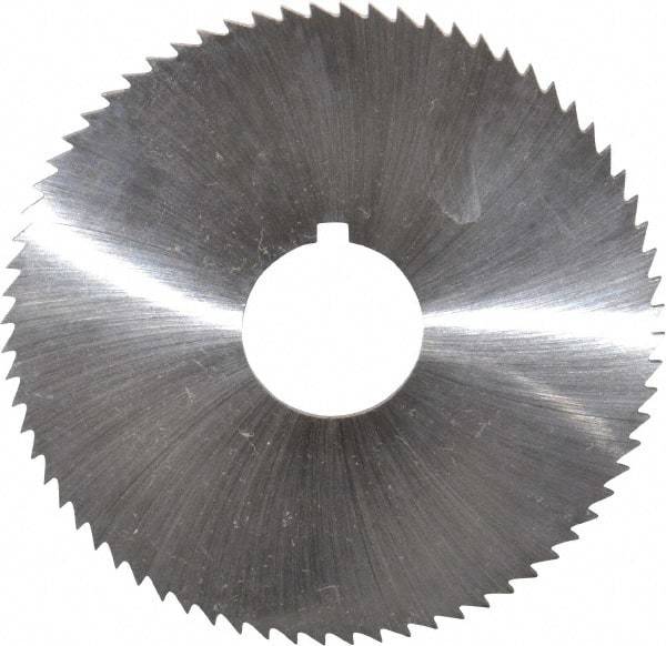 Made in USA - 2-3/4" Diam x 0.057" Blade Thickness x 3/4" Arbor Hole Diam, 72 Tooth Slitting and Slotting Saw - Arbor Connection, Right Hand, Uncoated, High Speed Steel, Concave Ground, Contains Keyway - Apex Tool & Supply