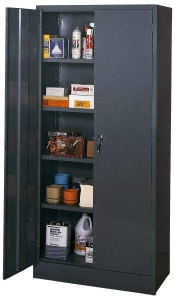 Edsal - 4 Shelf Combination Storage Cabinet - Steel, 36" Wide x 18" Deep x 78" High, Med Grey - Apex Tool & Supply