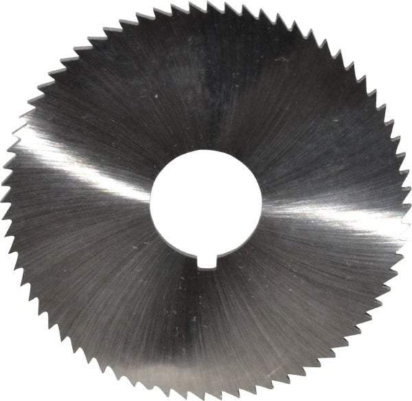 Made in USA - 2-3/4" Diam x 0.081" Blade Thickness x 3/4" Arbor Hole Diam, 72 Tooth Slitting and Slotting Saw - Arbor Connection, Right Hand, Uncoated, High Speed Steel, Concave Ground, Contains Keyway - Apex Tool & Supply