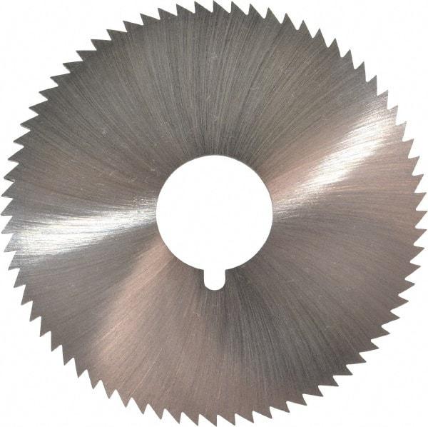 Made in USA - 2-3/4" Diam x 0.091" Blade Thickness x 3/4" Arbor Hole Diam, 72 Tooth Slitting and Slotting Saw - Arbor Connection, Right Hand, Uncoated, High Speed Steel, Concave Ground, Contains Keyway - Apex Tool & Supply