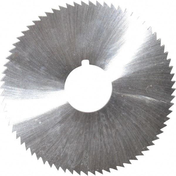 Made in USA - 2-3/4" Diam x 0.114" Blade Thickness x 3/4" Arbor Hole Diam, 72 Tooth Slitting and Slotting Saw - Arbor Connection, Right Hand, Uncoated, High Speed Steel, Concave Ground, Contains Keyway - Apex Tool & Supply