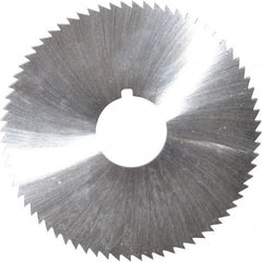 Made in USA - 2-3/4" Diam x 0.114" Blade Thickness x 3/4" Arbor Hole Diam, 72 Tooth Slitting and Slotting Saw - Arbor Connection, Right Hand, Uncoated, High Speed Steel, Concave Ground, Contains Keyway - Apex Tool & Supply