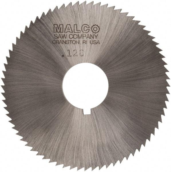 Made in USA - 2-3/4" Diam x 0.128" Blade Thickness x 3/4" Arbor Hole Diam, 72 Tooth Slitting and Slotting Saw - Arbor Connection, Right Hand, Uncoated, High Speed Steel, Concave Ground, Contains Keyway - Apex Tool & Supply