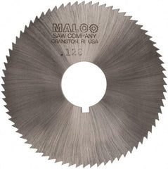 Made in USA - 2-3/4" Diam x 0.128" Blade Thickness x 3/4" Arbor Hole Diam, 72 Tooth Slitting and Slotting Saw - Arbor Connection, Right Hand, Uncoated, High Speed Steel, Concave Ground, Contains Keyway - Apex Tool & Supply