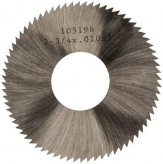 Made in USA - 2-3/4" Diam x 0.01" Blade Thickness x 1" Arbor Hole Diam, 72 Tooth Slitting and Slotting Saw - Arbor Connection, Right Hand, Uncoated, High Speed Steel, Concave Ground, Contains Keyway - Apex Tool & Supply