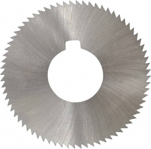 Made in USA - 2-3/4" Diam x 0.023" Blade Thickness x 1" Arbor Hole Diam, 72 Tooth Slitting and Slotting Saw - Arbor Connection, Right Hand, Uncoated, High Speed Steel, Concave Ground, Contains Keyway - Apex Tool & Supply