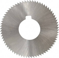 Made in USA - 2-3/4" Diam x 0.023" Blade Thickness x 1" Arbor Hole Diam, 72 Tooth Slitting and Slotting Saw - Arbor Connection, Right Hand, Uncoated, High Speed Steel, Concave Ground, Contains Keyway - Apex Tool & Supply
