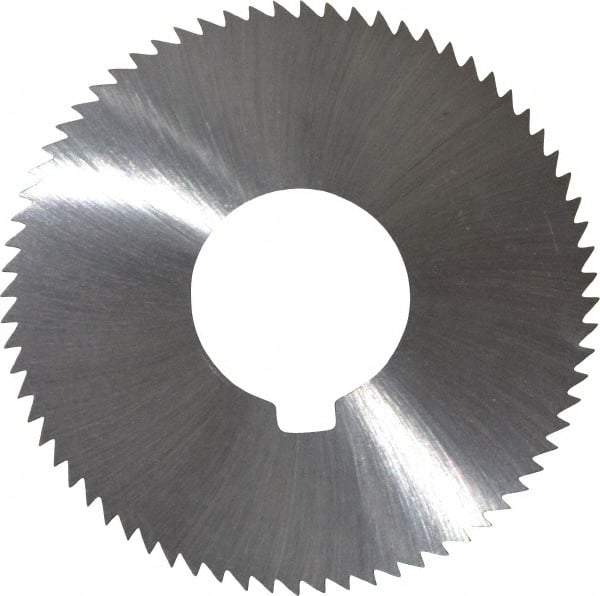 Made in USA - 2-3/4" Diam x 0.045" Blade Thickness x 1" Arbor Hole Diam, 72 Tooth Slitting and Slotting Saw - Arbor Connection, Right Hand, Uncoated, High Speed Steel, Concave Ground, Contains Keyway - Apex Tool & Supply