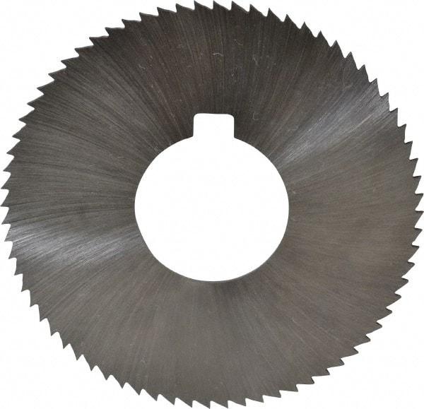 Made in USA - 2-3/4" Diam x 0.051" Blade Thickness x 1" Arbor Hole Diam, 72 Tooth Slitting and Slotting Saw - Arbor Connection, Right Hand, Uncoated, High Speed Steel, Concave Ground, Contains Keyway - Apex Tool & Supply
