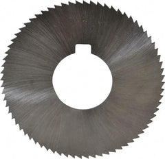 Made in USA - 2-3/4" Diam x 0.051" Blade Thickness x 1" Arbor Hole Diam, 72 Tooth Slitting and Slotting Saw - Arbor Connection, Right Hand, Uncoated, High Speed Steel, Concave Ground, Contains Keyway - Apex Tool & Supply