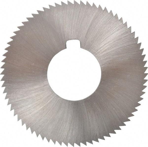 Made in USA - 2-3/4" Diam x 0.072" Blade Thickness x 1" Arbor Hole Diam, 72 Tooth Slitting and Slotting Saw - Arbor Connection, Right Hand, Uncoated, High Speed Steel, Concave Ground, Contains Keyway - Apex Tool & Supply